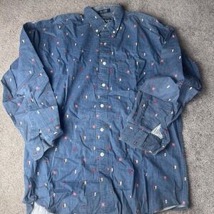 VTG Chaps Ralph Lauren Men's Medium Button Down Long Sleeve 100% Cotton Shield